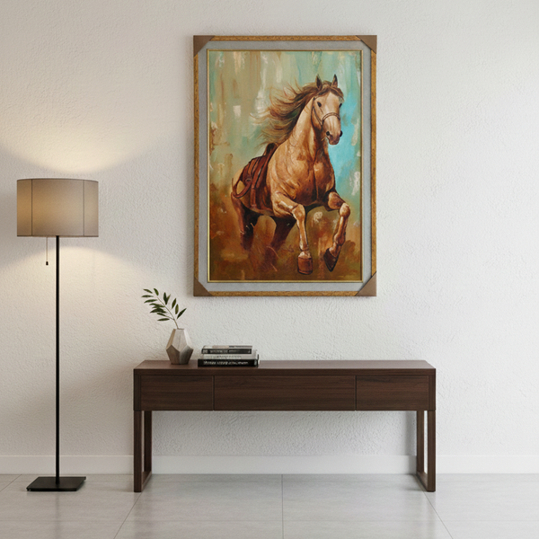 Traditional Equestrian - Running Horse with Saddle Art