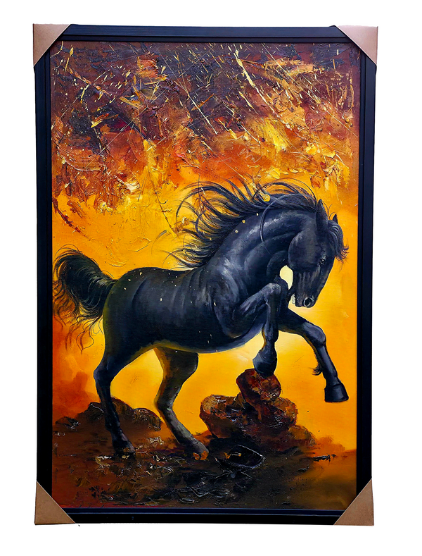 The Fiery Spirit - Rearing Black Stallion Art