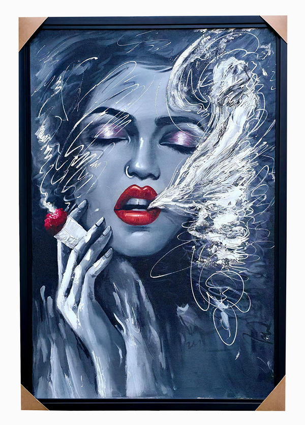 Mystic Muse - Modern Abstract Woman Portrait with Red Lips
